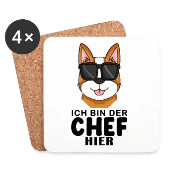 Cool Hund Deutscher Welsh Corgi Pembroke Chef - Untersetzer (4er-Set) - Weiß - Vorne