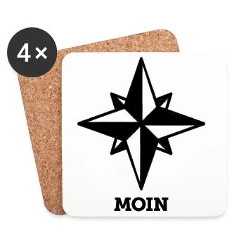 Moin (Kompass) - Untersetzer (4er-Set) - Weiß - Vorne