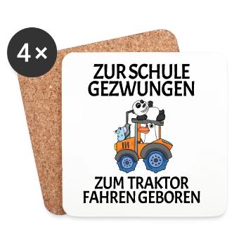 Schule Einschulung Traktor Geschenk Lustig - Untersetzer (4er-Set) - Weiß - Vorne