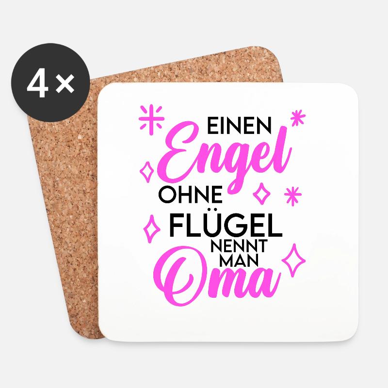Oma Engel Spruch Geschenk - Untersetzer (4er-Set) - Weiß