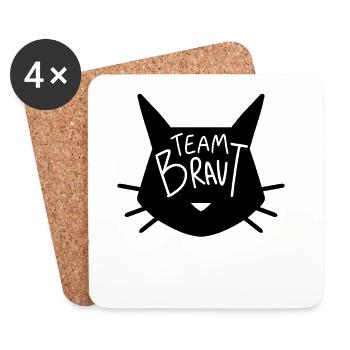 Team Braut Katze - Untersetzer (4er-Set) - Weiß - Vorne