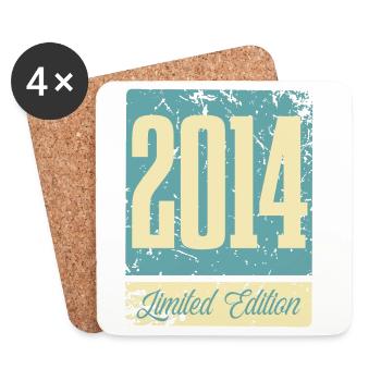 2014 Born Birthday Year of birth - Coasters (set of 4) - white - Front