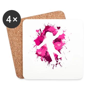 Handball Handball Joueur de handball féminin - Dessous de verre (lot de 4) - blanc - Devant