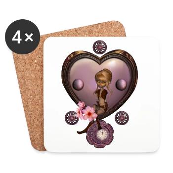 Wonderful steampunk heart with fairy - Coasters (set of 4) - white - Front