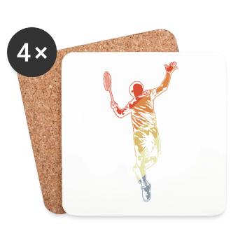 Dessin d’un joueur de badminton - Dessous de verre (lot de 4) - blanc - Devant