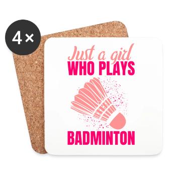 Nur ein Mädchen das Badminton spielt - Untersetzer (4er-Set) - Weiß - Vorne