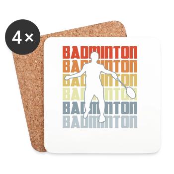 Badminton Spieler - Untersetzer (4er-Set) - Weiß - Vorne