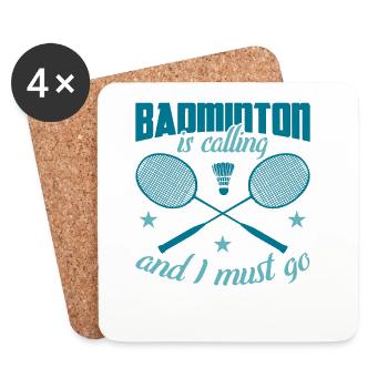 Blague sur le badminton - Dessous de verre (lot de 4) - blanc - Devant
