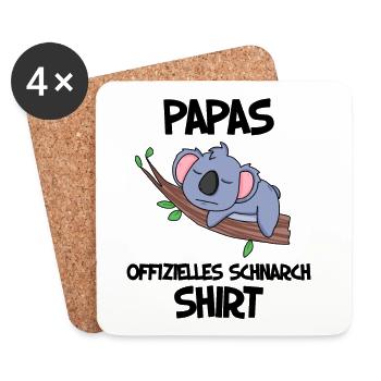 Papa Schlafshirt Vater Vatertag Geschenk - Untersetzer (4er-Set) - Weiß - Vorne