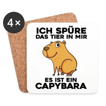 Capybara Wasserschwein Spruch Geschenk - Untersetzer (4er-Set) - Weiß - Vorne