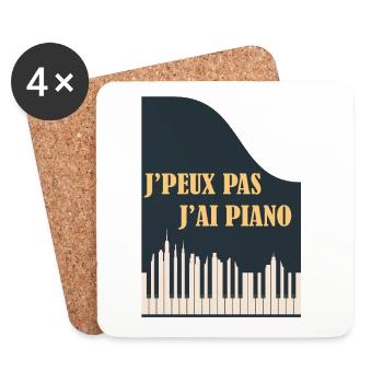J'Peux Pas J'Ai Piano Cadeau Orchestre Pianiste - Dessous de verre (lot de 4) - blanc - Devant