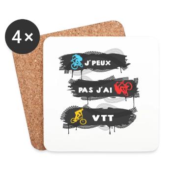 Je Peux Pas J'ai Vtt Cyclisme cycliste Cadeau Vélo - Dessous de verre (lot de 4) - blanc - Devant
