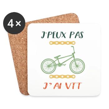 Je Peux Pas J'ai Vtt Cyclisme cycliste Cadeau Vélo - Dessous de verre (lot de 4) - blanc - Devant
