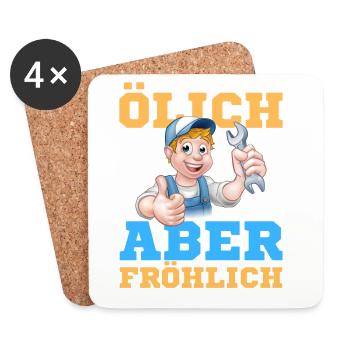 Fröhlicher Schrauber Werkstatt-Design - Untersetzer (4er-Set) - Weiß - Vorne