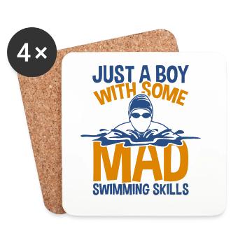 Schwimmer Jungs - Untersetzer (4er-Set) - Weiß - Vorne
