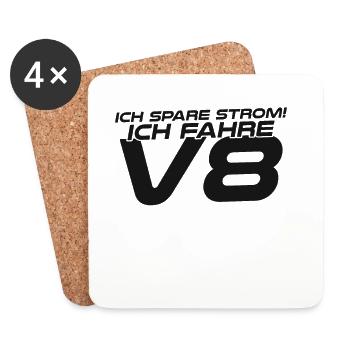 Natürlich spare ich Strom Ich fahre V8 - Untersetzer (4er-Set) - Weiß - Vorne