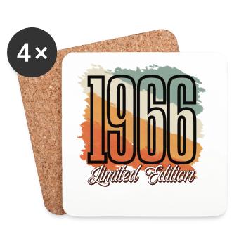 1966 Année de naissance Anniversaire Année de construction Vintage Rétro - Dessous de verre (lot de 4) - blanc - Devant