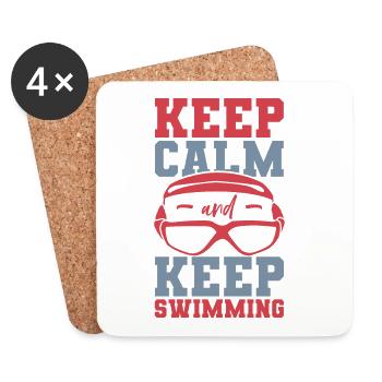 Drôle de sort de natation - Dessous de verre (lot de 4) - blanc - Devant