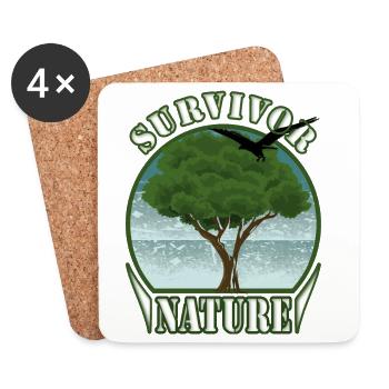 Survivalist Nature Tree Eagle Environment - Dessous de verre (lot de 4) - blanc - Devant
