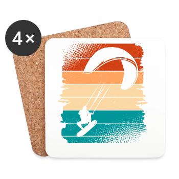 Kitesurfer Kiteboard Kitesurfing - Coasters (set of 4) - white - Front