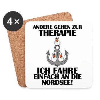 Nordsee Plattdeutsch Spruch Moin Möwe Anker - Untersetzer (4er-Set) - Weiß - Vorne