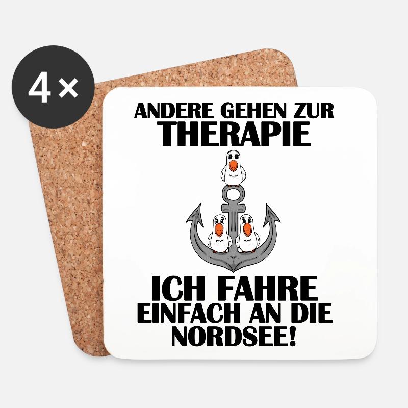 Nordsee Plattdeutsch Spruch Moin Möwe Anker - Untersetzer (4er-Set) - Weiß