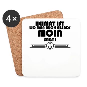 Anker Nordsee Plattdeutsch Spruch Moin - Untersetzer (4er-Set) - Weiß - Vorne