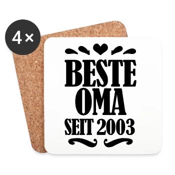 Beste Oma seit 2003 - Geschenk für die beste Oma - Untersetzer (4er-Set) - Weiß - Vorne