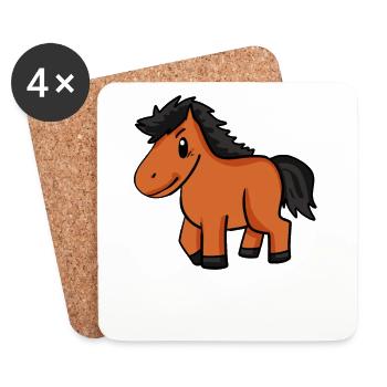 Horse Kids Motif - Dessous de verre (lot de 4) - blanc - Devant
