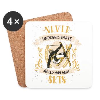 Skiers Skiing Winter Sports Mountains Gift - Coasters (set of 4) - white - Front