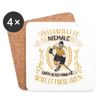 Eishockey Eishockeyspieler Schlittschuhe Geschenk - Untersetzer (4er-Set) - Weiß - Vorne