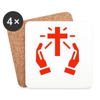 Jesus, Jesus, Jesus Christian Christian Christian - Coasters (set of 4) - white - Front