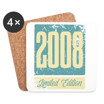 2008 Born Birthday Year of birth - Coasters (set of 4) - white - Front