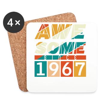 1967 Anniversaire Anniversaire Année de naissance millésime - Dessous de verre (lot de 4) - blanc - Devant