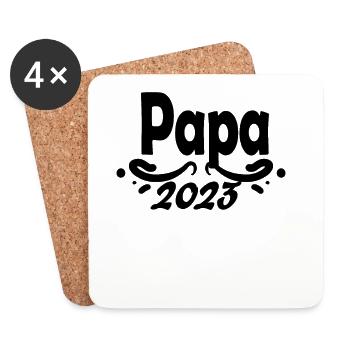 Vater 2023 - Papa 2023 Geschenk - Untersetzer (4er-Set) - Weiß - Vorne