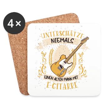 E-Gitarre Musiker Elektro Gitarre Geschenk - Untersetzer (4er-Set) - Weiß - Vorne