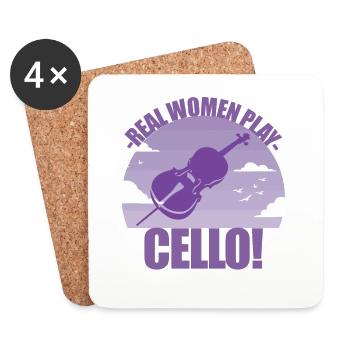 Cello Instrument Musician Cellonist Gift - Coasters (set of 4) - white - Front