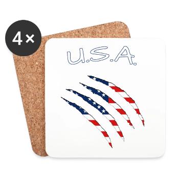 USA United States of America - Untersetzer (4er-Set) - Weiß - Vorne