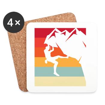 Climbing hero in retro sunset - Coasters (set of 4) - white - Front