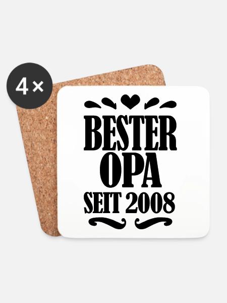 Bester Opa seit 2008 - Geschenk für Opa - Untersetzer (4er-Set) - Weiß