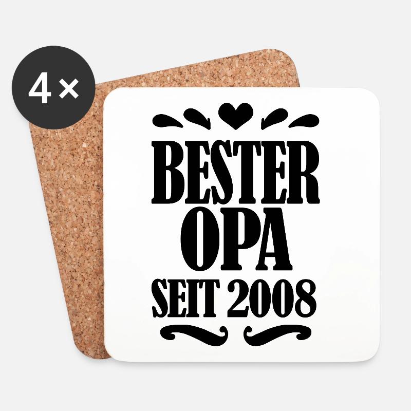 Bester Opa seit 2008 - Geschenk für Opa - Untersetzer (4er-Set) - Weiß