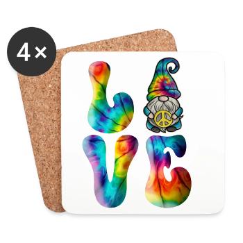 Gnome Love Peace Tie Dye - Coasters (set of 4) - white - Front