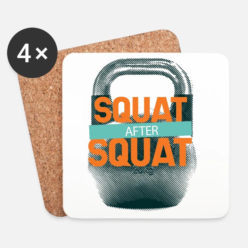 Kettlebell Squat Workout - Untersetzer (4er-Set) - Weiß