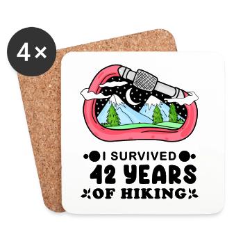 Berg Wanderer 42. Geburtstag 42 Jahre alt Geschenk - Untersetzer (4er-Set) - Weiß - Vorne