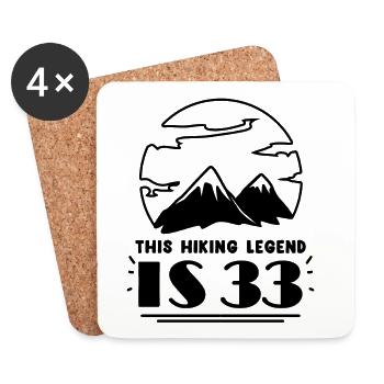 Mountain Wanderer 33ème anniversaire 33 ans cadeau - Dessous de verre (lot de 4) - blanc - Devant