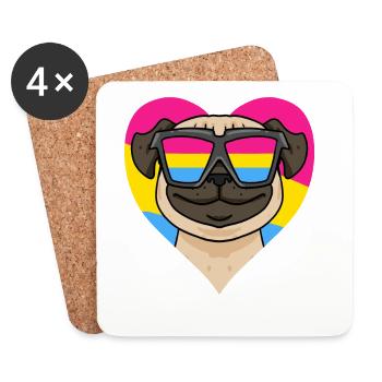 Pansexual Dog Pug Heart Cadeau - Dessous de verre (lot de 4) - blanc - Devant