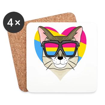 Pansexuell Katze Singapura Herz Geschenk - Untersetzer (4er-Set) - Weiß - Vorne