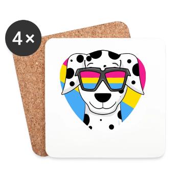 Pansexuell Hund Dalmatiner Herz Geschenk - Untersetzer (4er-Set) - Weiß - Vorne