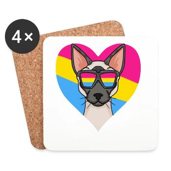 Chat pansexuel Cadeau de cœur siamois - Dessous de verre (lot de 4) - blanc - Devant