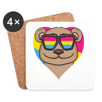 Pansexual Bear Heart Gift - Coasters (set of 4) - white - Front